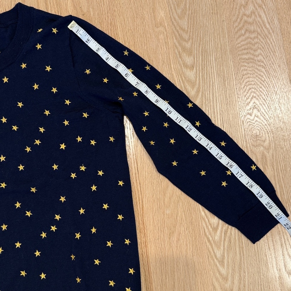 J. Crew Navy Sweater with Embroidered Gold Stars - Picture 6 of 8